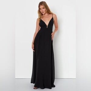 Irresistible Elegance Black Strappy Backless Maxi Dress